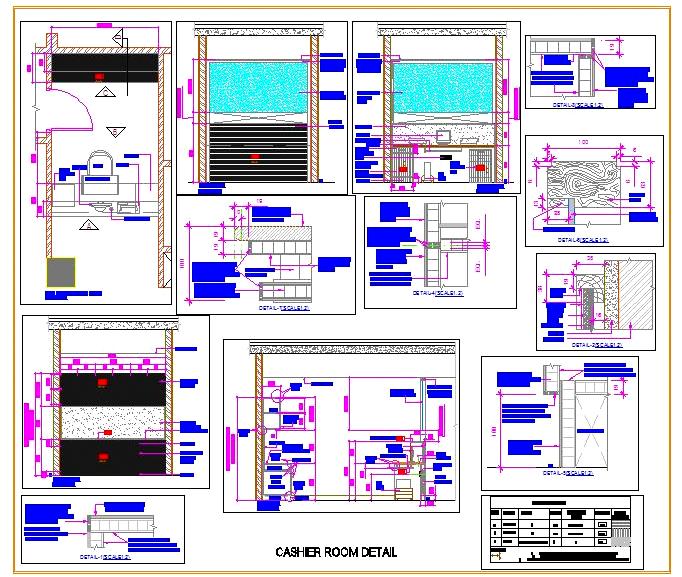 Cashier Room Design DWG with Furniture & Storage Details